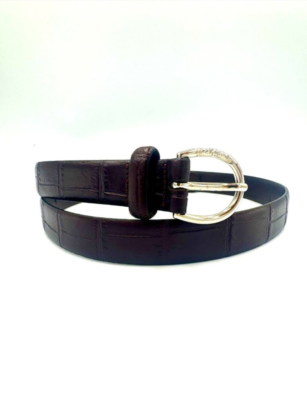 Brooks Brothers Croc Embossed Leather Belt Sz L